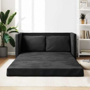 BEWI®Canapé-lit/Sofa Bed - 2 PERSONNES - clic-clac 2 en 1 noir 122x204x55 cm velours &FR34257