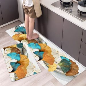 Lot de 2 Tapis de Cuisine Antid&eacute;rapants Lavables 40x60cm + 40x120cm Tapis Salle de Bain Paillasson de Chambre Salon