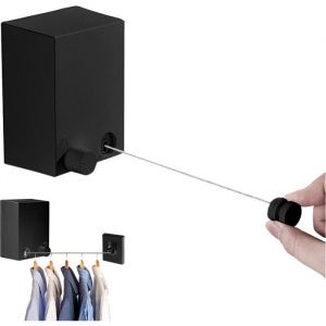 Corde &agrave; linge r&eacute;tractable - Fil &agrave; linge - Corde &agrave; linge - &Eacute;tendoir &agrave; linge alternatif - Corde &agrave; linge &agrave; enrouleur- 2 cordes &agrave; linge