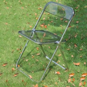 Chaise pliante en acrylique transparent - Capacité 200 kg - Gris