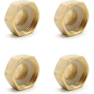 4 Pi&egrave;ces Bouchon plomberie 1/2 Pouce Capuchon Filet&eacute; en Laiton Bouchon Arrivee Deau Robinet avec Disques de Support de Tuyau 4