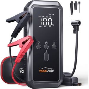 Booster Batterie Voiture Avec Compresseur 3500A 150 Psi Booster Batterie Moto/Auto (Jusqu’À 90L Gaz Ou 80 L Diesel) 12V