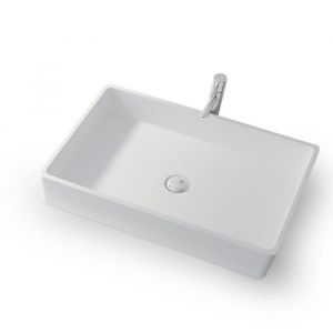 MALO - Vasque rectangulaire à poser - Design Elégant et Raffiné - Solide et Robuste - Entretien Facile - Blanc - 40 x 80 x 15 cm
