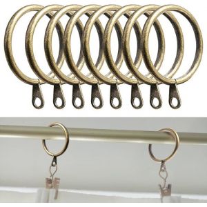 Lot de 50 anneaux de rideau en métal de 38 mm de diamètre intérieur pour tringle à rideau de grande taille (laiton)