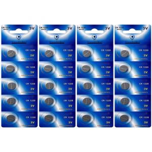 Lot de 20 Piles bouton plates lithium type CR1220 compatibles BR1220 DL1220 ECR1220 PA 5012LC 3V - Visiodirect -