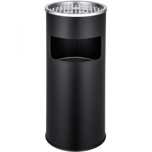 Cendrier - TECTAKE - Cendrier pour extérieur et intérieur sur pied avec poubelle et seau intérieur 12 L en acier - Noir