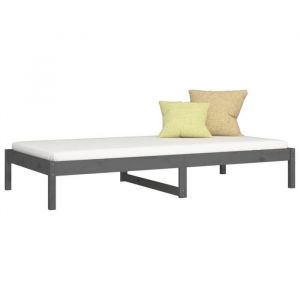 Lit banquette 2 places - Canapé/Lit de jour - multifonctionnel - gris 90x190 cm bois de pin massif CAL6435223