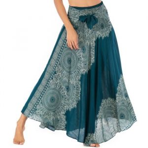 Jupe 2 en 1 Jupe Longue Été Femme Fluide Jupe Boheme Chic Femme Jupe Boheme Femme Jupe Fleurie Femme Plage Jupe  Bleu