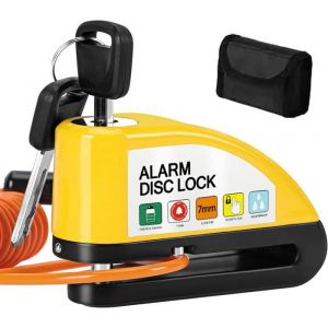 Bloque Disque Moto Alarme 110db Antivol Moto -  alarme moto-Bloc Disque de Haute Sécurité avec 1.5m Câble Rappel