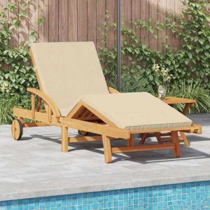 BEWI&reg;Transat - 2 pcs - Bain de SoleilTransat Jardin double - Beige 40x40x40cm Bois dacacia massif &FR500778