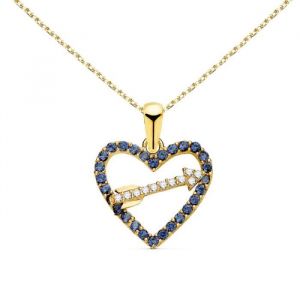 Collier - Pendentif Or 18 Carats 750/000 Jaune - Coeur et Flèche - Chaine Dorée