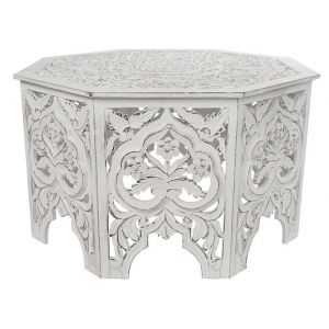 Table basse table de salon en bois coloris blanc vieilli - longueur 84 x profondeur 84 x Hauteur 46 cm