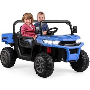 COSTWAY Voiture Électrique 2 Places Enfant 12V 2 Moteurs avec Télécommande 24 G  3-8 KM/H Charge 50KG 3-8 Ans Bleu