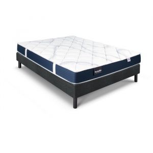 Ensemble matelas sommier  140x190 marque DUNLOPILLO - Hauteur 18 cm - Mousse A&eacute;rial - Soutien Ferme - Fabriqu&eacute; en France