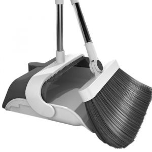 Ensemble Balai et Pelle à Poussière essuie-glacePelle et Balayette avec Long Manche Réglable Raclette Intégrée Gris 3 pcs