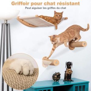 3PCS Arbre &agrave; Chat Mural Mur descalade en Sisal Hamac Mural pour Chat Stable et Grand 53.5x46.5cm Couchage Repos et grimper