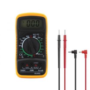 Multim&egrave;tre num&eacute;rique Portable XL830L LCD r&eacute;tro-&eacute;clair&eacute; amp&egrave;rem&egrave;tre voltm&egrave;tre testeur de tension Ohm XL830L-Yellow -AOAE029