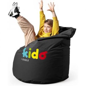 Diablo Pouf Poire Beanbag pour Enfants Pouf avec Kremplina Fauteuil de Jeu avec des Perles Polyester 110 x 80 x 80 cm (Noir)