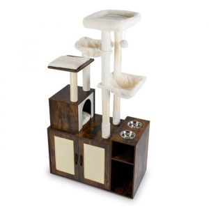 Arbre &agrave; chat 87 x 45 x 161 cm avec bac &agrave; liti&egrave;re ferm&eacute; et