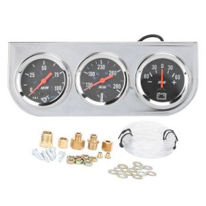 Ensemble de jauge triple 2 pouces température de leau pression dhuile et ampèremètre pour véhicules 12V.