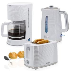 Elegance Ensemble Grille Pain 2 Fentes Bouilloire 17L Cafetière Filtre 10 Tasse Briebe SKT1178WHT  Blanc 04889