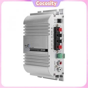 Amplificateur de Voiture 12 V 2.0 Basses Lourdes Hi Fi 2.1 Canaux  Stéréo Mini Ampli pour Voiture Moto Bateau Argent