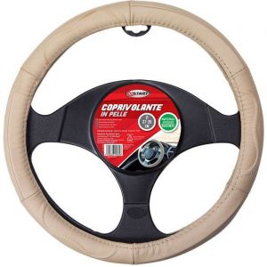 Couvre-volant Start Housse de Volant de Voiture en Cuir Beige Confort Adulte Sécurité Protection 37x39 Universelle