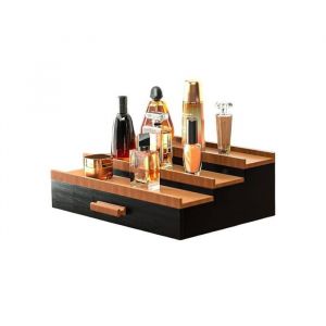 Bo&icirc;te de rangement pour parfums 32 x 22 x 10 cm en bois &agrave; 3 niveaux avec tiroirs id&eacute;ale pour la coiffeuse ou le salon.