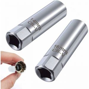 Douille de Bougie 14mm 16mm Douille à Bougie avec Magnétiques 3/8 Douille à Bougie Douze pans Outils pour Clés à Bougie Clé de