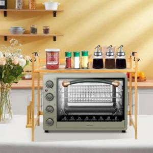 &Eacute;tag&egrave;re &agrave; Micro-Ondes en bambou MENGDA - Rangement Cuisine Support Four - Design Tendance et Pratique