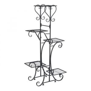 Pot de fleur Étagères de support Noir Porte Pot de Plantes Pied de 5 Niveaux Étagère Escalier pour Fleurs Taille unique