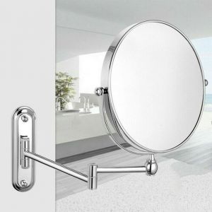 Miroir de Salle de Bain &agrave; Double Face avec Support R&eacute;glable - Diam&egrave;tre 20 cm Miroir Grossissant 10x Bras Extensible