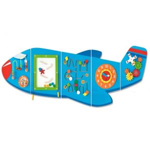 Viga Toys jeu mural avion junior 180 cm bois bleu 5 pièces
