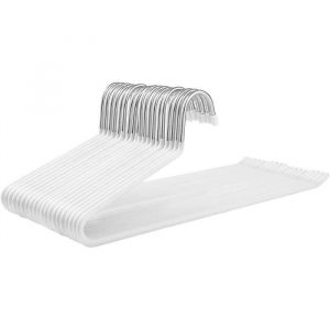 Cintres Ouverts Pantalon - MARQUE Inconnue - M&eacute;tal - Rev&ecirc;tement Antiglisse PVC - Lot de 12 - Blanc