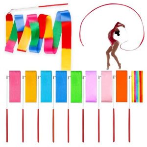 Ruban Danse 10 Pi&egrave;ces Ruban de Gymnastique Rythmique 2m Ruban Gymnastique Enfant pour Danse Gym GRS Cirque Entra&icirc;nements Sol