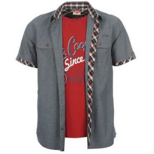 Chemisette Mock Layer Grise et Rouge Homme Lee Cooper Taille M