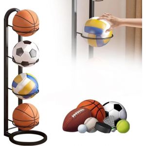 Porte Ballon Basket 4 Niveaux Verticale Support Ballon Basket Porte Ballon Basket Amovible pour Volley-Ball Football Basket-Ball