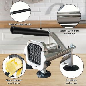 Coupe-Frites Professionnel Coupe - Coupe-frites - 3 Lames Inox - 4 ventouses - Haute efficacit&eacute; - Tranchant -Coupe-Frites