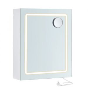 Armoire Murale Salle de Bain - VASAGLE - LED - Anti-bu&eacute;e - Miroir Grossissant - Blanc - 50x165x60 cm