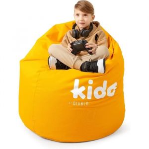 Diablo Pouf Poire Beanbag pour Enfants Pouf avec Kremplina Fauteuil de Jeu avec des Perles Polyester 110 x 80 x 80 cm (Jaune)