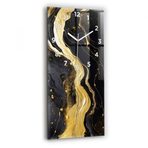 Decortapis Horloge murale en verre Horloge Rectangulaire 30x60cm Marbre doré