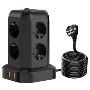 Multiprise - FANTEC - Tour Électrique Parafoudre - 8 Prises - 4 Ports USB - 1.8M Câble
