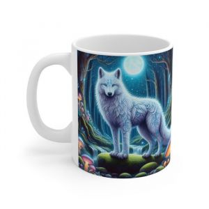 Tasse Loup Blanc Spirituel &ndash; Mug Panoramique For&ecirc;t Magique &ndash; Cadeau Animal Totem Fantastique C&eacute;ramique 325ml