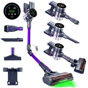 Aspirateur balai sans fil aspirateur sans fil hyper puissant 35KPA/550W multifonction 8 en 1 batterie amovibleViolet
