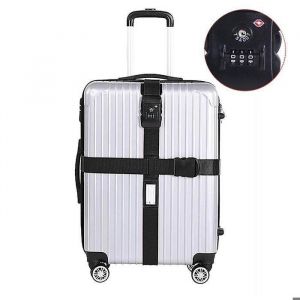 Sangle de transport de bagages de voyage réglable TSA approuvé sangle de coffre avec 3 clips de verrouillage de mot de