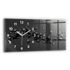 Decortapis Horloge murale en verre Horloge Rectangulaire 60x30cm Abstraction noire
