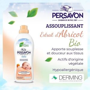 Persavon - Bébé Assouplissant au parfum dAbricot Hypoallergénique Peaux Sensibles Sans Colorant - 750 ml (Lot de 1)