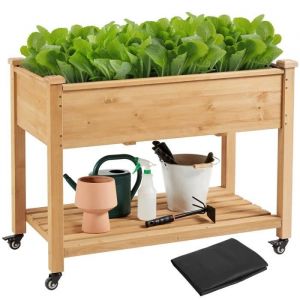 Yaheetech Carr&eacute; &agrave; Plantes en Bois Carr&eacute; Potager sur Pieds avec Roulettes Lit de Jardin Sur&eacute;lev&eacute; en bois 1055 x 83.5 x 565 cm