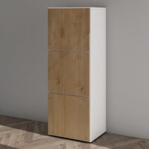 Armoire à Chaussures MAI & MAI - Blanc Mat + Marron Clair - 45x36x120 cm - 12 Paires - Design Contemporain