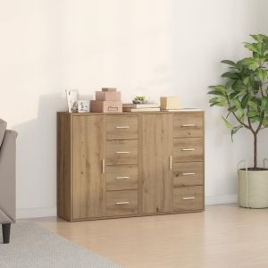 Buffet bas - vidaXL - Chêne massif - Grand rangement - Design élégant - Finition mat